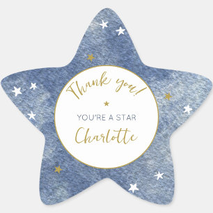 Celestial Star Watercolor Personalised Thank You Sticker