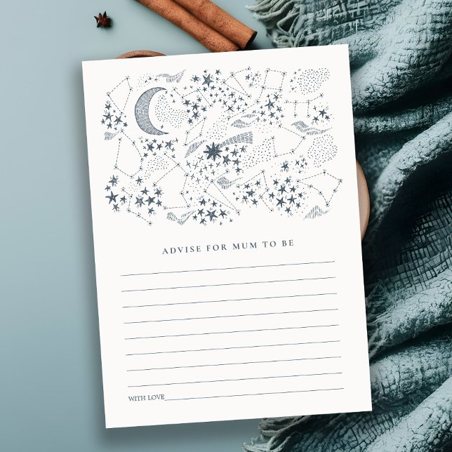 Celestial Starry Night Advice For Mum Baby Shower Enclosure Card (Creator Uploaded)