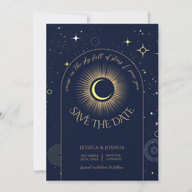 Celestial Starry Night Arch Navy Blue Invitation (Front)