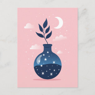 Celestial Starry Night Blossom Holiday Postcard