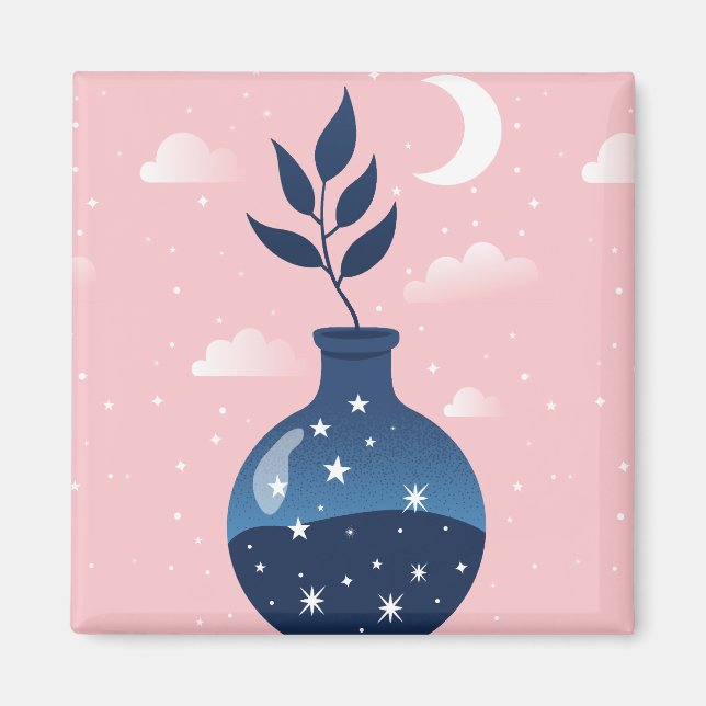 Celestial Starry Night Blossom Magnet (Front)