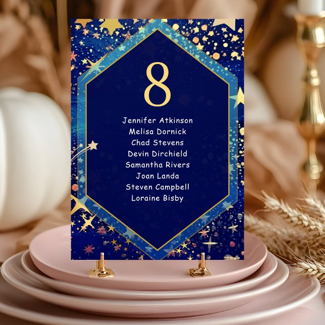 Celestial starry night blue wedding seating  table number (Creator Uploaded)