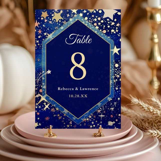 Celestial starry night blue wedding table number (Creator Uploaded)