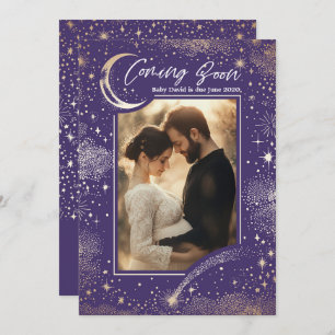 Celestial Starry Night Coming Soon Photo Pregnancy Announcement