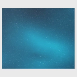 Celestial Starry Night Sky in Dark and Light Blue Wrapping Paper