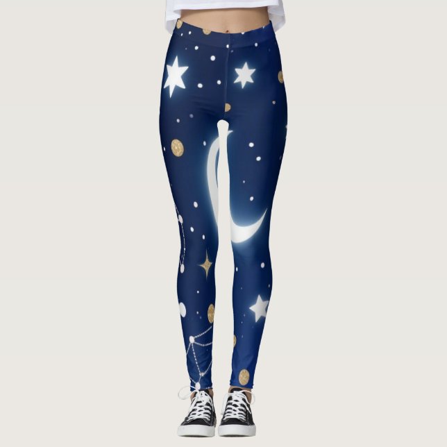Celestial Starry Night Sky  Moon & Co Leggings (Front)
