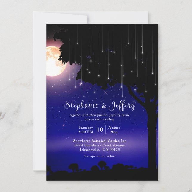 Celestial Starry Night String Lights Wedding Invitation (Front)