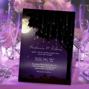 Celestial Starry Night Tree String Lights Wedding Invitation