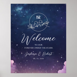 Celestial Starry Night Wedding Welcome Sign