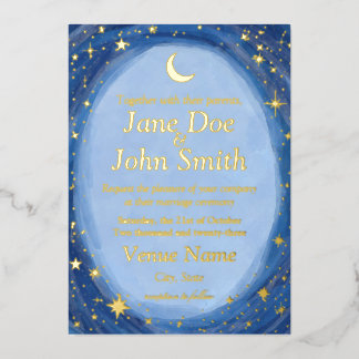 Celestial starry wedding invitation artsy foil inv
