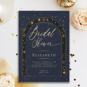 Celestial Starry Zodiac Stars Moon Bridal Shower Invitation