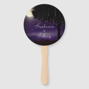 Celestial Stars and Moon String Light Wedding Hand Fan