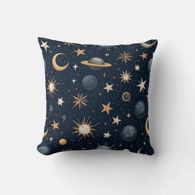 Celestial Stars and Moons Pattern cushion (Front)
