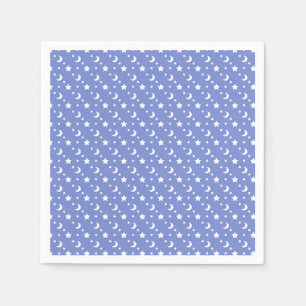Celestial Stars and Moons Pattern on Blue Napkin