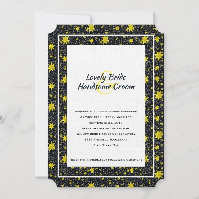 Celestial Stars Lovers Wedding Invitation (Front)