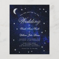 Celestial Stars & Moon Budget Wedding Invitation