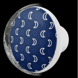 Celestial Stars & Moon Ceramic Knob – Navy Blue