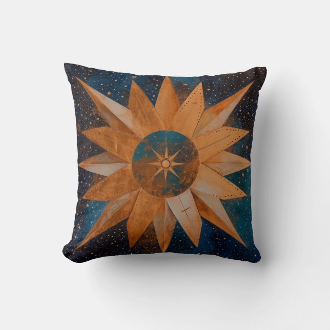Celestial Stars Mystic Dark Blue Cushion (Front)
