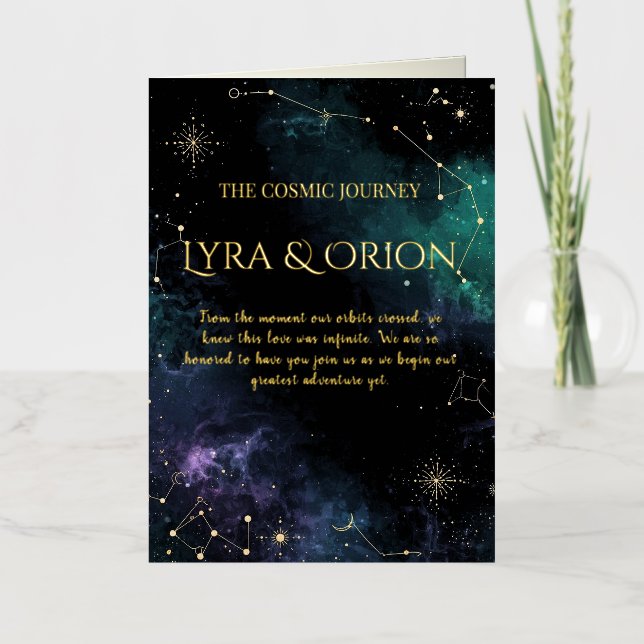 Celestial Stars | Navy/Gold Wedding Enclosure Card (Front)