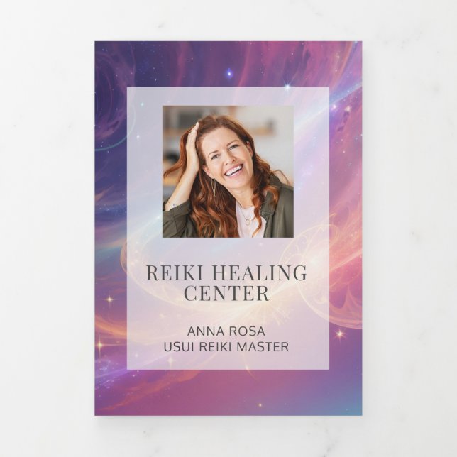 *~* Celestial Stars Photo Logo QR Trifold Brochure (Cover)