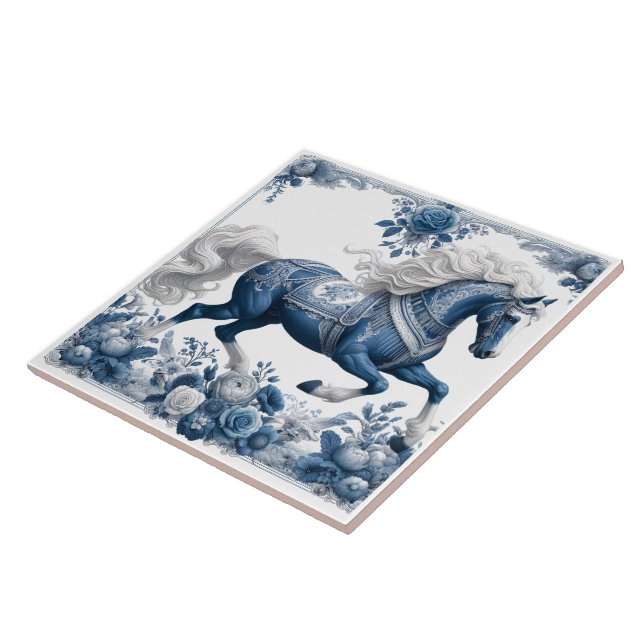 Celestial Steed:  Floral Splendour Ceramic Tile (Side)