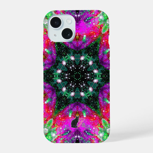 Celestial Stellar Kaleid iPhone 15 Case (Back)