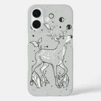 Celestial Step – Botanical Deer with Moon Phases