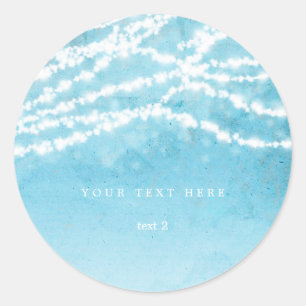 Celestial String Lights Blue Rustic Favour Sticker