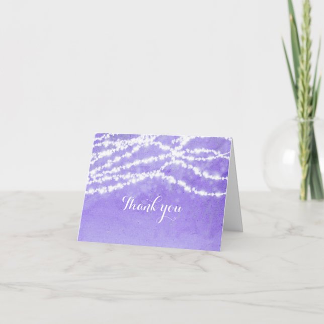 Celestial String Lights Purple Thank You Card (Front)