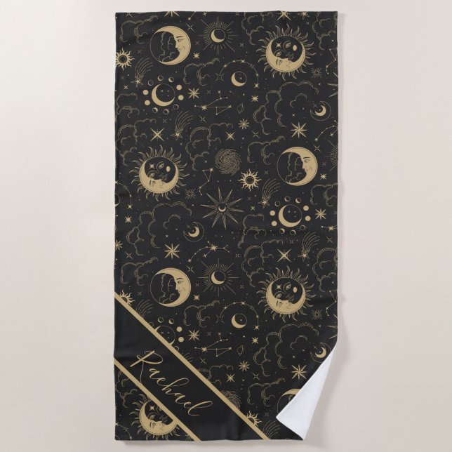Celestial Sun and Moon  Beach Towel (Front)