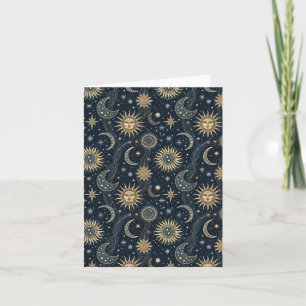 Celestial Sun and Moon Cosmic Art Design Blank Card