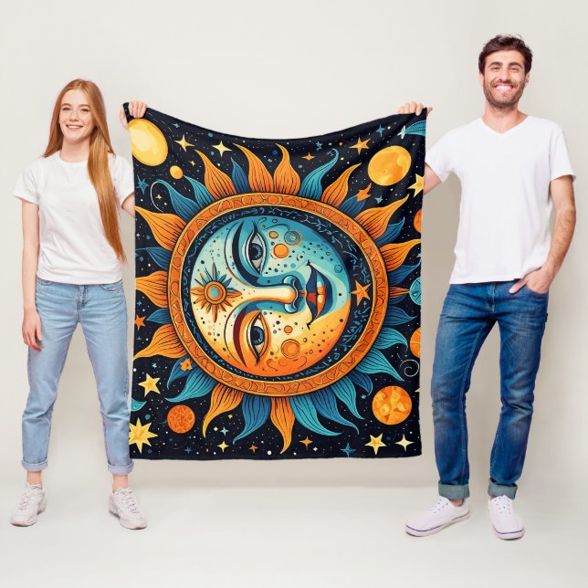 Celestial Sun And Moon  Fleece Blanket (In Situ)