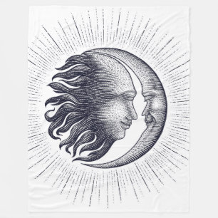 Celestial Sun and Moon Fleece Blanket