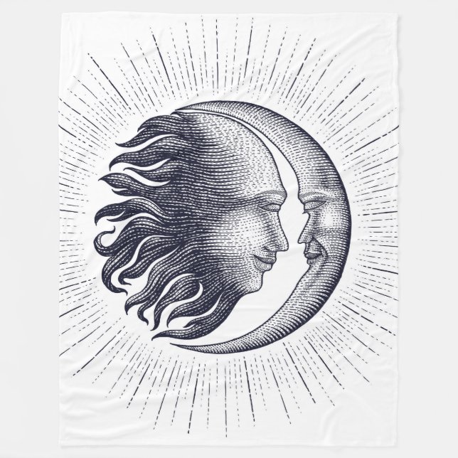 Celestial Sun and Moon Fleece Blanket (Front)