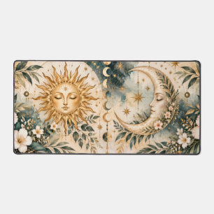 Celestial Sun and Moon Floral Desk Mat