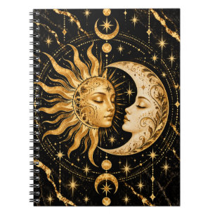 Celestial Sun and Moon Gold Notebook