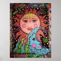 Celestial Sun and Moon Graphic