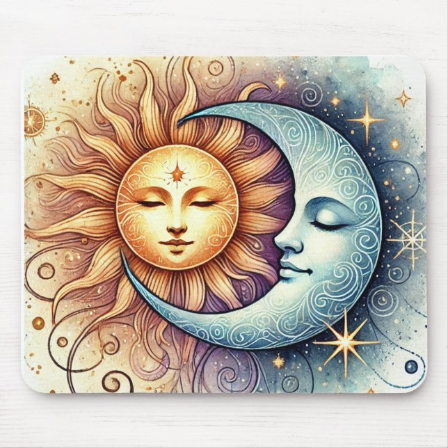 Celestial Sun and Moon Mouse Pad (Front)