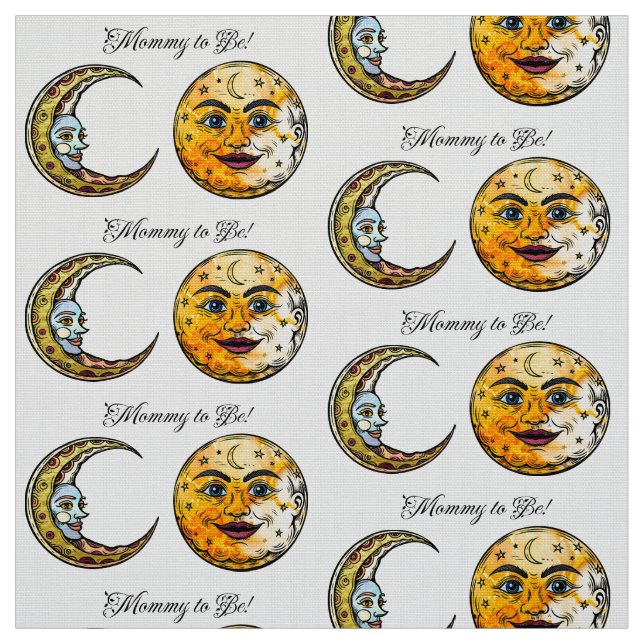 Celestial Sun and Moon Mummy to Be Fabric (Swatch)