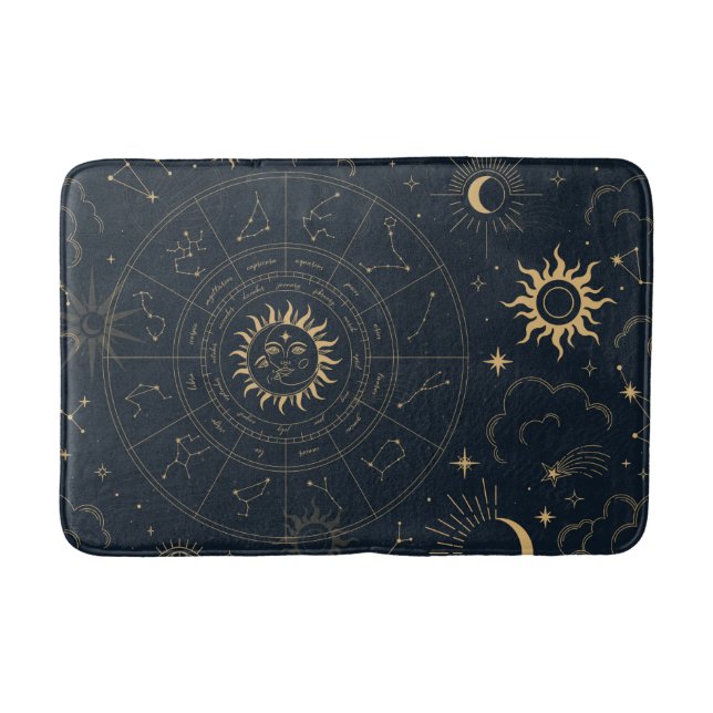 Celestial Sun and Moon Mystical Bath Mat (Front)