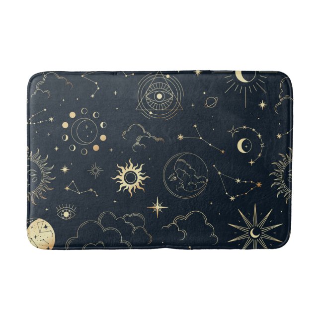 Celestial Sun and Moon Mystical  Bath Mat (Front)