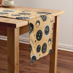 Celestial Sun and Moon Pattern Short Table Runner