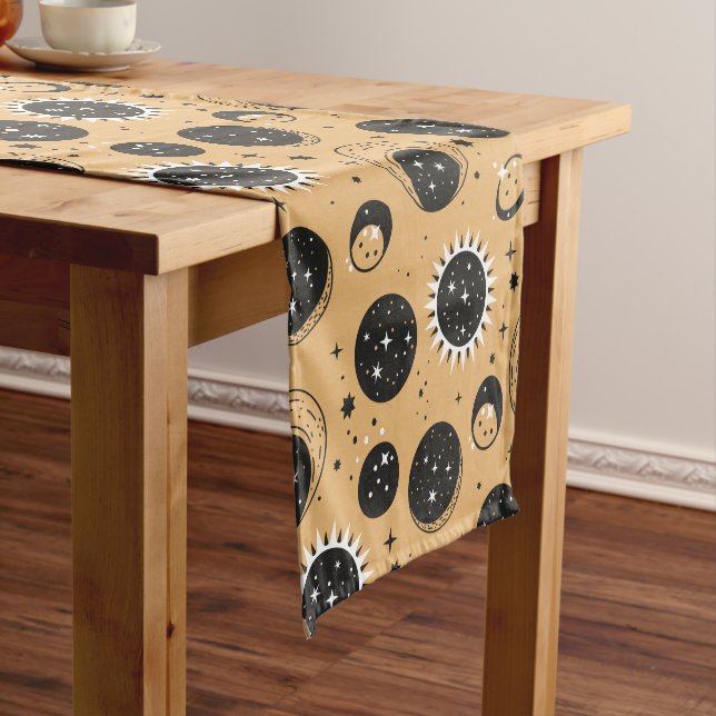 Celestial Sun and Moon Pattern Short Table Runner (In Situ)