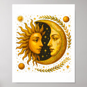 Celestial Sun And Moon Poster