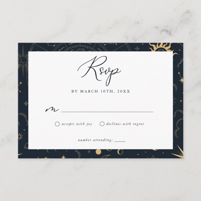 Celestial Sun and Moon Stars RSVP Card (Front)
