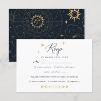 Celestial Sun and Moon Stars RSVP Card