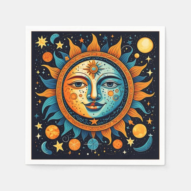 Celestial Sun And Moon Sweatshirt Napkin (Front)