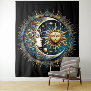 Celestial Sun and Moon Tapestry