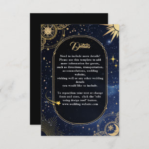 Celestial sun and moon wedding details  enclosure card