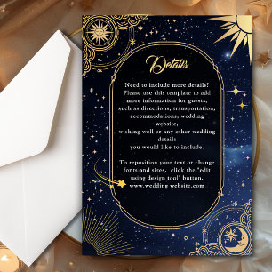 Celestial sun and moon wedding details enclosure card